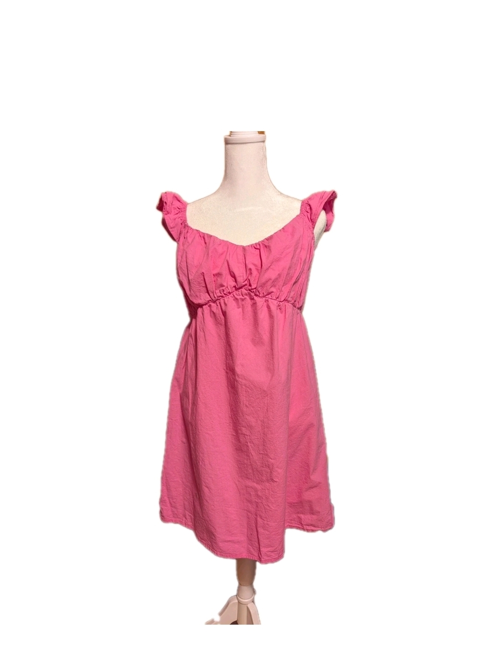 Women's Bright Pink Baby Doll 100% Cotton Sleeveless Mini Dress Sim & Sam Sz Lg